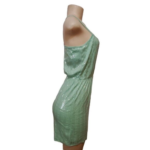 AEROPOSTALE Mint Green Dress Juniors Small Spaghetti Stripe Sequins - Picture 2 of 4